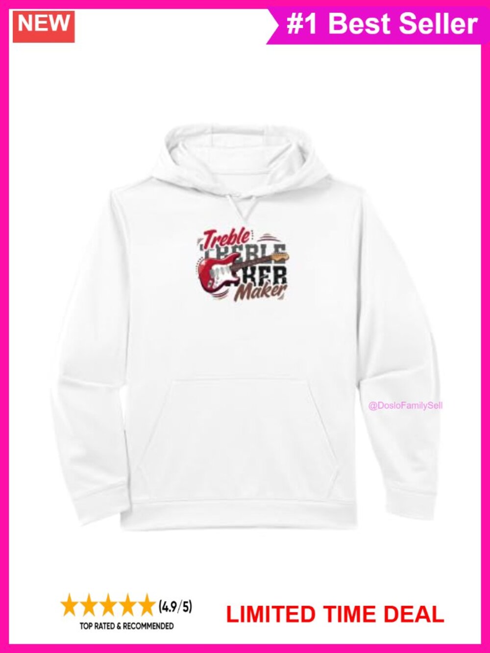 Electric Guitar Treble Maker Performance Hoodie Polyester
